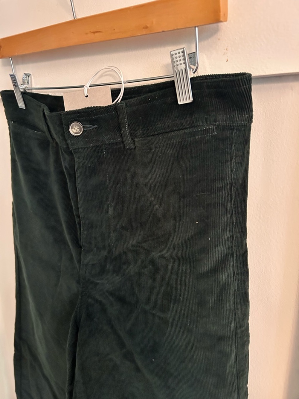 Everlane baby corduroy straight dark green pants - Picture 3 of 5